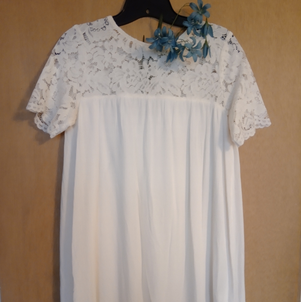 Cream Babydoll T-shirt Lace Dress